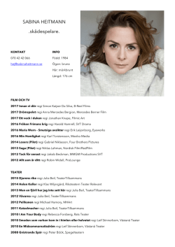 Ladda ner CV i PDF-format - Sabina Heitmann, skådespelare
