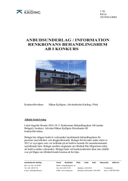 Anbudsinformation Renkronans Behandlingshem AB i kk