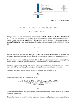 Opr. št. : 1131 In 802/2015 ODREDBAOPRODAJINEPREM I Č NINE