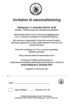 Invitation til sæsonafslutning - Schæferhundeklubben Kreds 7