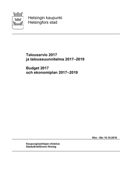 Talousarvio 2017 ja taloussuunnitelma 2017
