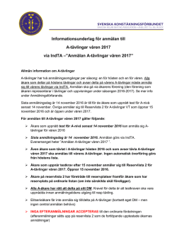 Information om anmälan till A-tävlingar våren 2017