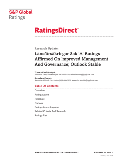 Länsförsäkringar Sak `A` Ratings Affirmed On Improved