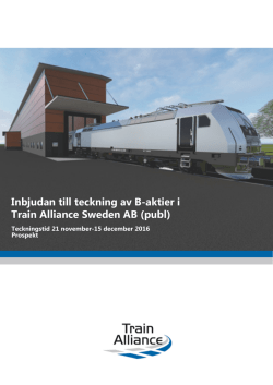 Inbjudan till teckning av B-aktier i Train Alliance