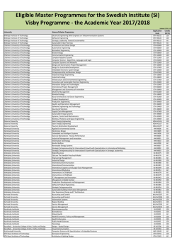 Visby Programme - the Academic Year 2017/2018
