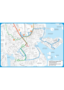 Kartta raitioliikenteestä ja korvaavien bussien reiteistä Linnan