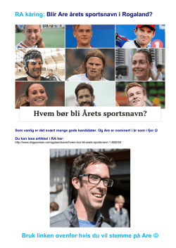 "Årets sportsnavn i Rogaland". Are er nominert i