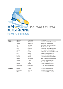 deltagarlista - SM Konståkning 2016