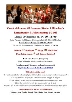 Varmt välkomna till Svenska Skolan i München`s Luciafirande