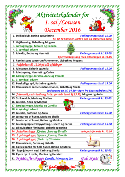 Aktivitetsk 1 December Aktivitetsk Aktivitetskalender for alender for