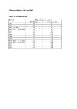 Matkorntilskudd 2014 og 2015