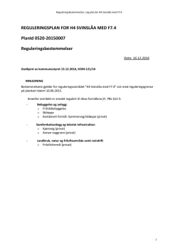 REGULERINGSPLAN FOR H4 SVINSLÅA MED F7.4 PlanId 0520