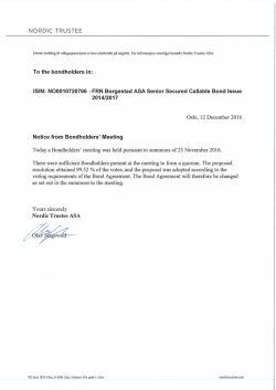 Notice from Bondholders Meeting