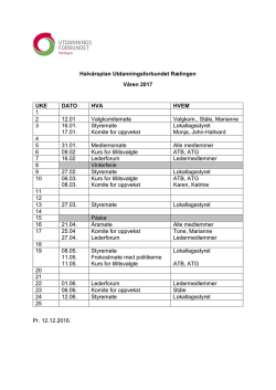 Halvårsplan Utdanningsforbundet Rælingen Våren 2017 UKE