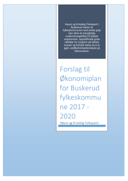 Forslag til Økonomiplan for Buskerud fylkeskommune 2017
