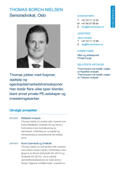 Thomas Borch-Nielsen | Advokatfirmaet Thommessen