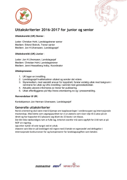 Uttakskriterier 2016-2017 for junior og senior