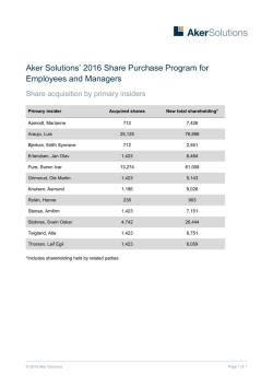 Aker Solutions` 2016 Share Purchase Program for Employees and