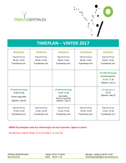 Timeplan for trenings- og kurstilbudet vinteren 2017