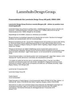 Pressmeddelande från Lammhults Design Group AB (publ