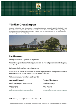 Vasatorps GK söker greenkeeper till år 2017