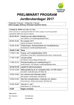 PRELIMINÄRT PROGRAM Jordbrukardagar 2017