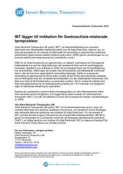 IBT lägger till indikation för Gastroschisis