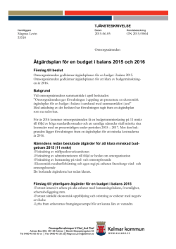 Åtgärdsplan för en budget i balans 2015 och 2016