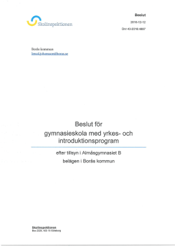 Beslut för gymnasieskola med yrkes- och introduktionsprogram