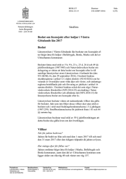 Beslut om licensjakt efter lodjur i Västra Götalands