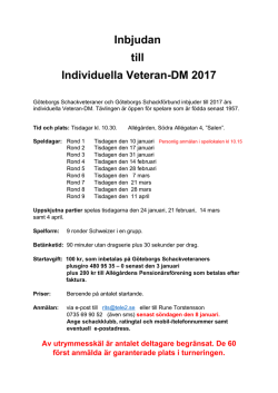Inbjudan till Individuella Veteran-DM 2017