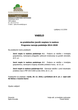 Vabilo - KGZS - Zavod Ljubljana