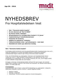 NYHEDSBREV - Hospitalsenheden Vest