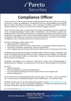 Compliance Officer - Pareto Securities
