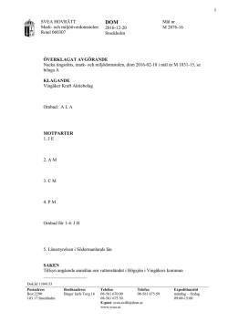 SVEA HOVRÄTT Mark- och miljööverdomstolen Rotel 060307 2016