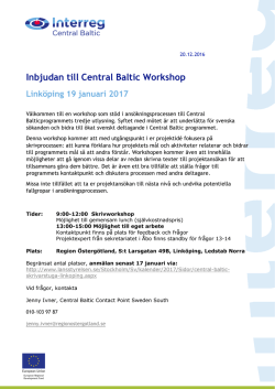 Inbjudan till Central Baltic Workshop