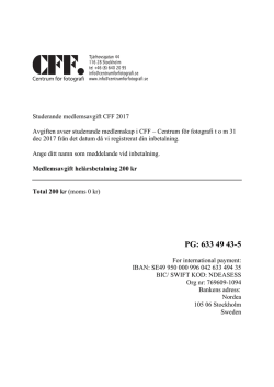 CFF Medlemsavgift studerande 2017
