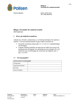 Bilaga 2 Formulär för underleverantör