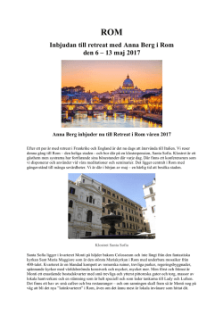 Inbjudan till retreat med Anna Berg i Rom den 6 – 13