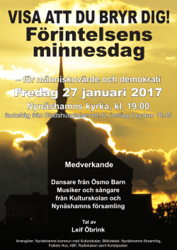 Fredag 27 januari 2017 - Forum för levande historia
