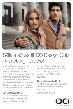 Säljare sökes till D.O. Design Only