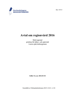 Avtal om regionvård 2016 - Norrlandstingens regionförbund