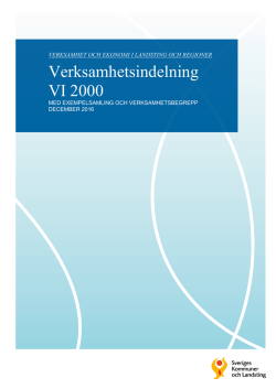 Verksamhetsindelning VI 2000 - Sveriges Kommuner och Landsting