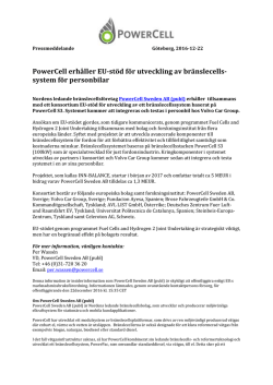 PowerCell Pressrelease 2016-12-22 Svenska