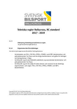 Tekniska regler Rallycross, RC standard 2017 - 2019