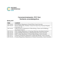 Cancerseminarieserien, RCC Norr, Norrlands universitetssjukhus.