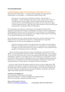 Pressmeddelande Landhövdingen inviger JWS 20 december i Järvsö
