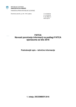 FATCA Novosti poročanja informacij na podlagi FATCA sporazuma