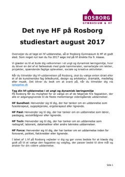 Det nye HF på Rosborg studiestart august 2017