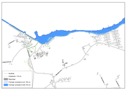 Kystlinje Højdekote: 175 cm Bygninger Forhøjet vandstand over 150